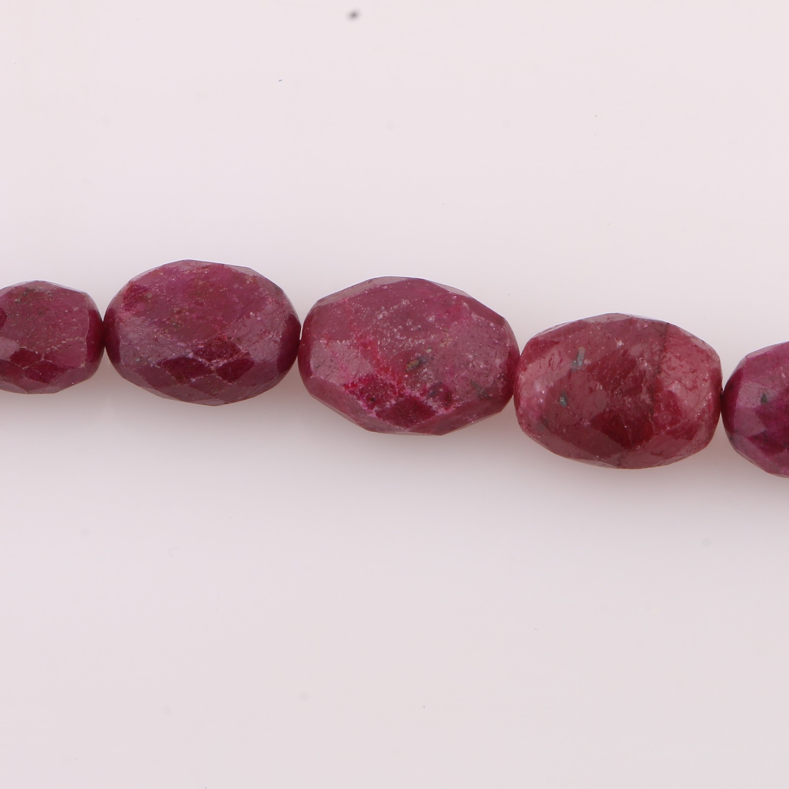 Natural Indian Ruby Faceted Beaded Bracelet 19cm 925 Sterling Silver Rhodium