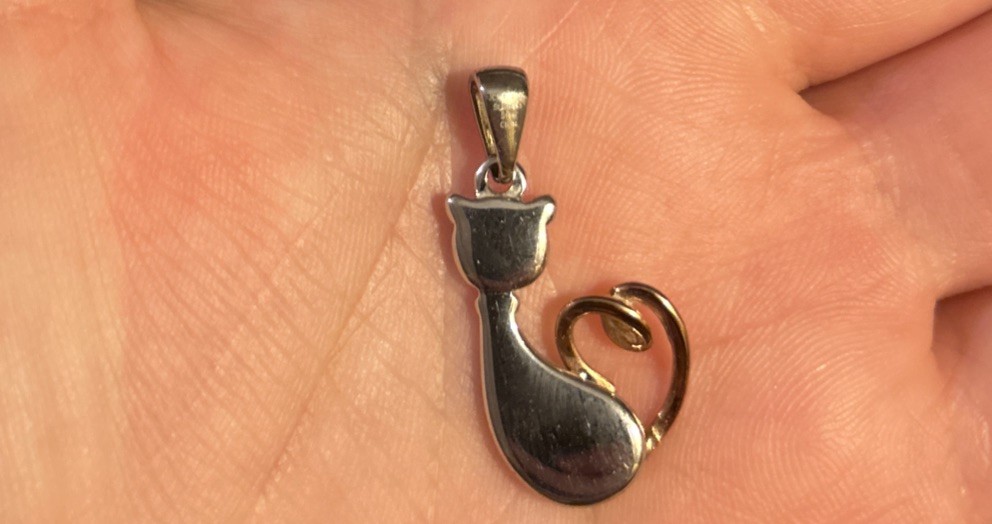 JCM Hallmark Stainless Steel Two Tone Kitty Cat Pendant