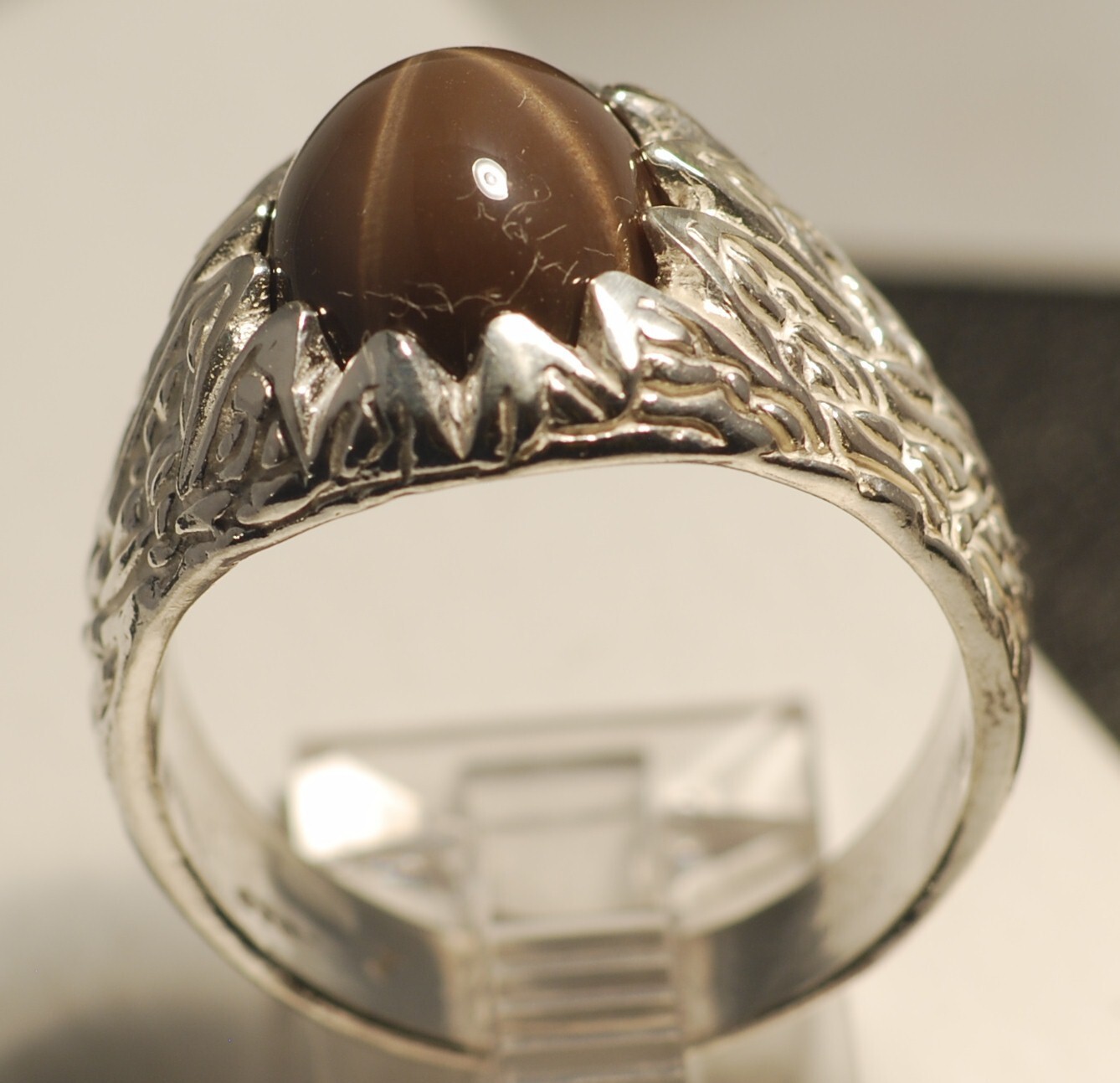 12 x 10 MM, Honey Brown LINDE STAR SAPPHIRE RING 925 STERLING SILVER SIZE 10 3/4