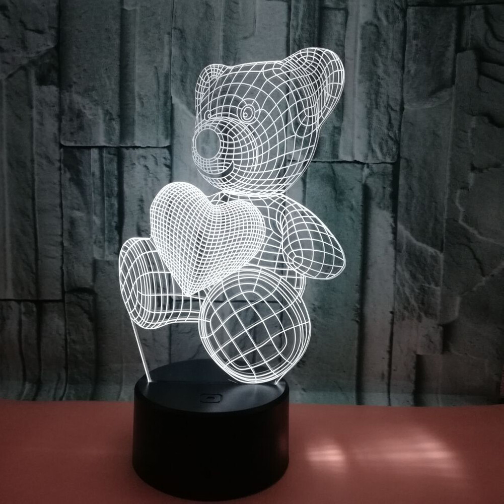 US 1 Pack Love Birthday Teddy Bear Thanksgiving Christmas Wife Gifts LED Light
