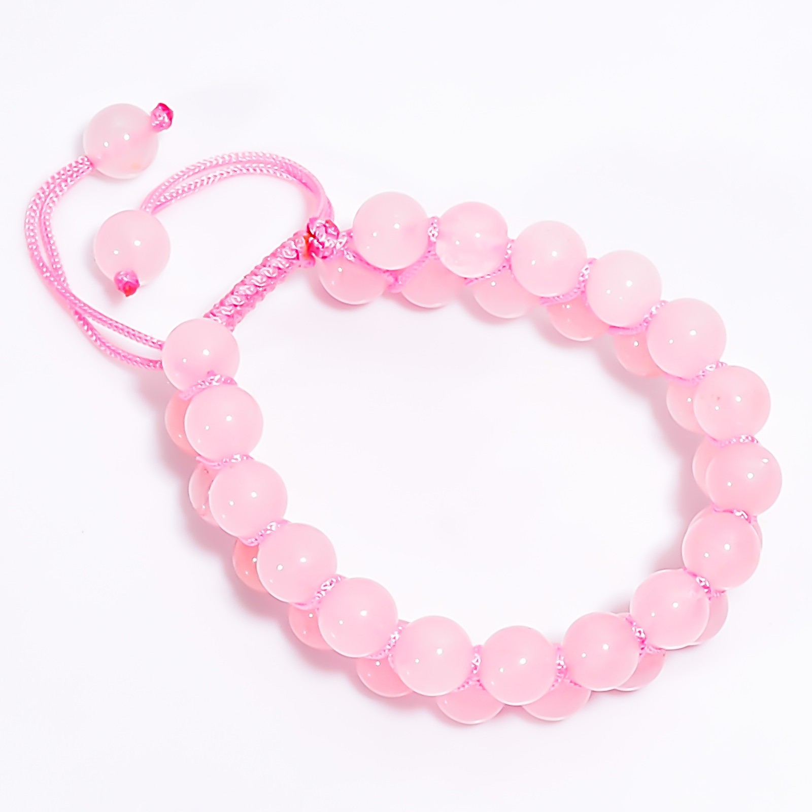 Rose Quartz Gemstone Round 8 mm Beads 7-10″ Adst. Macrame Thread Bracelet BB-18