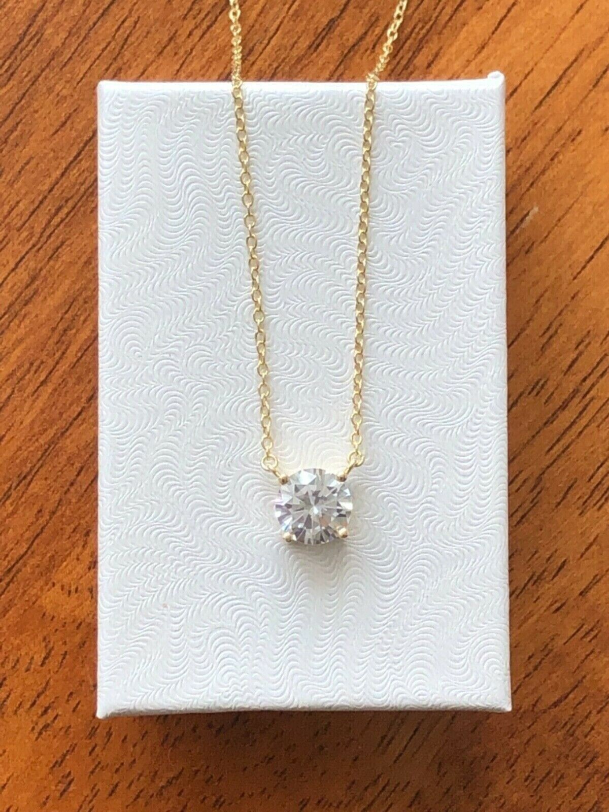 925 Sterling Silver CZ Round Solitaire Pendant Necklace Women 7.8mm 1.75 Ct