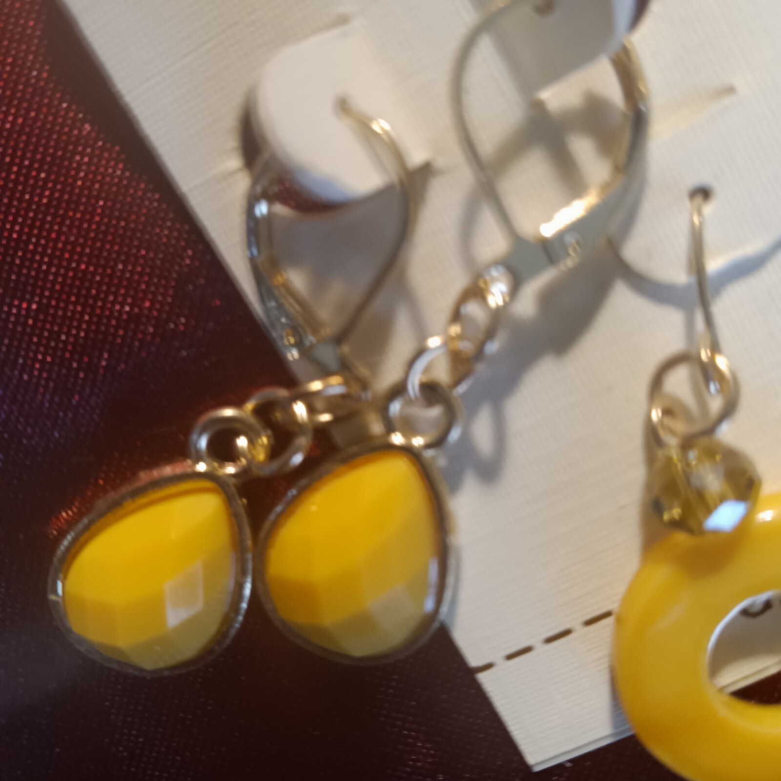 3 Pairs Sonoma Life + Style Dangling Hook Earrings-NWT Shades Yellow and Gold.