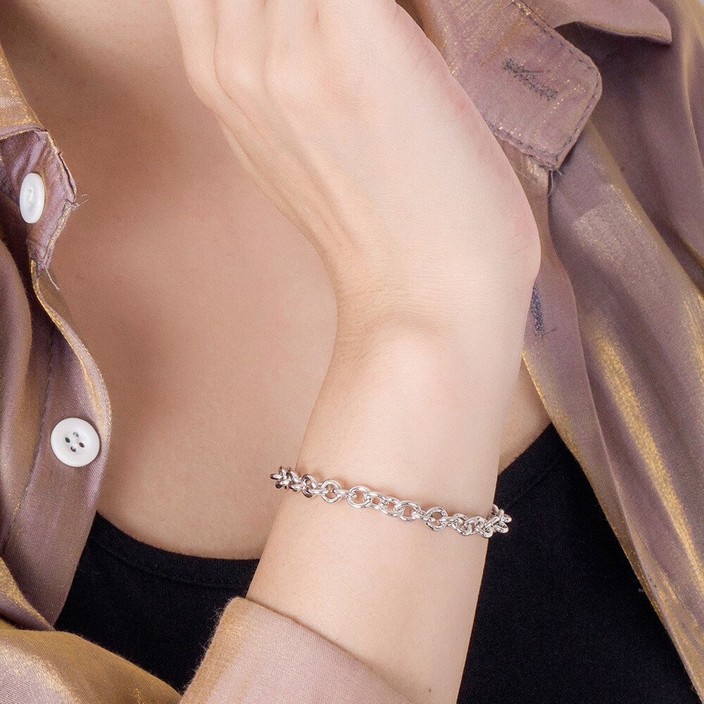 925 Sterling Silver Round Cable Chain Rolo Chain Bracelet 8mm 6.3″-9″ Men Women