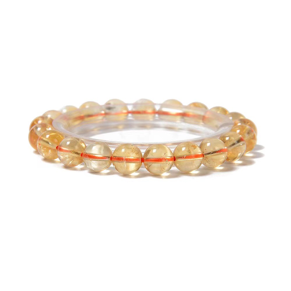 Natural Citrine Smooth Round Beads Bracelet Size 8mm 10mm 7.5” Length