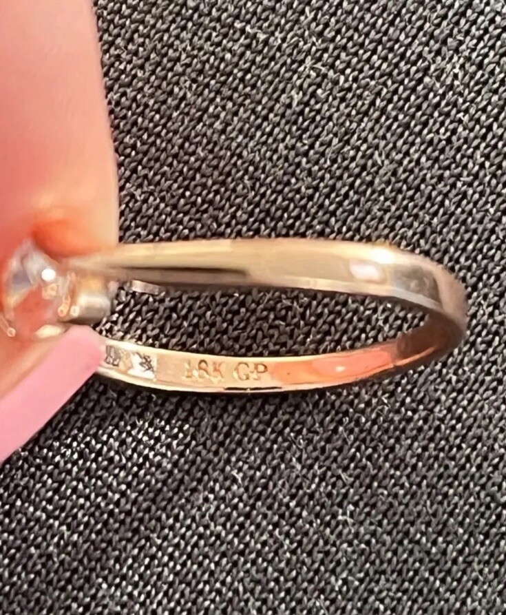 Anthropologie 18K GP Stamped Rose Gold Diamond Bypass Ring Made in Spain!