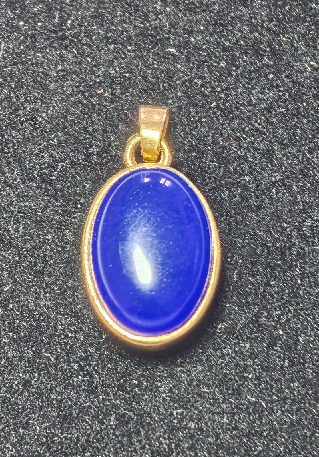 Royal Blue Chalcedony Oval Cabochon Bezel Deep Indigo Blue Pendant for Unisex