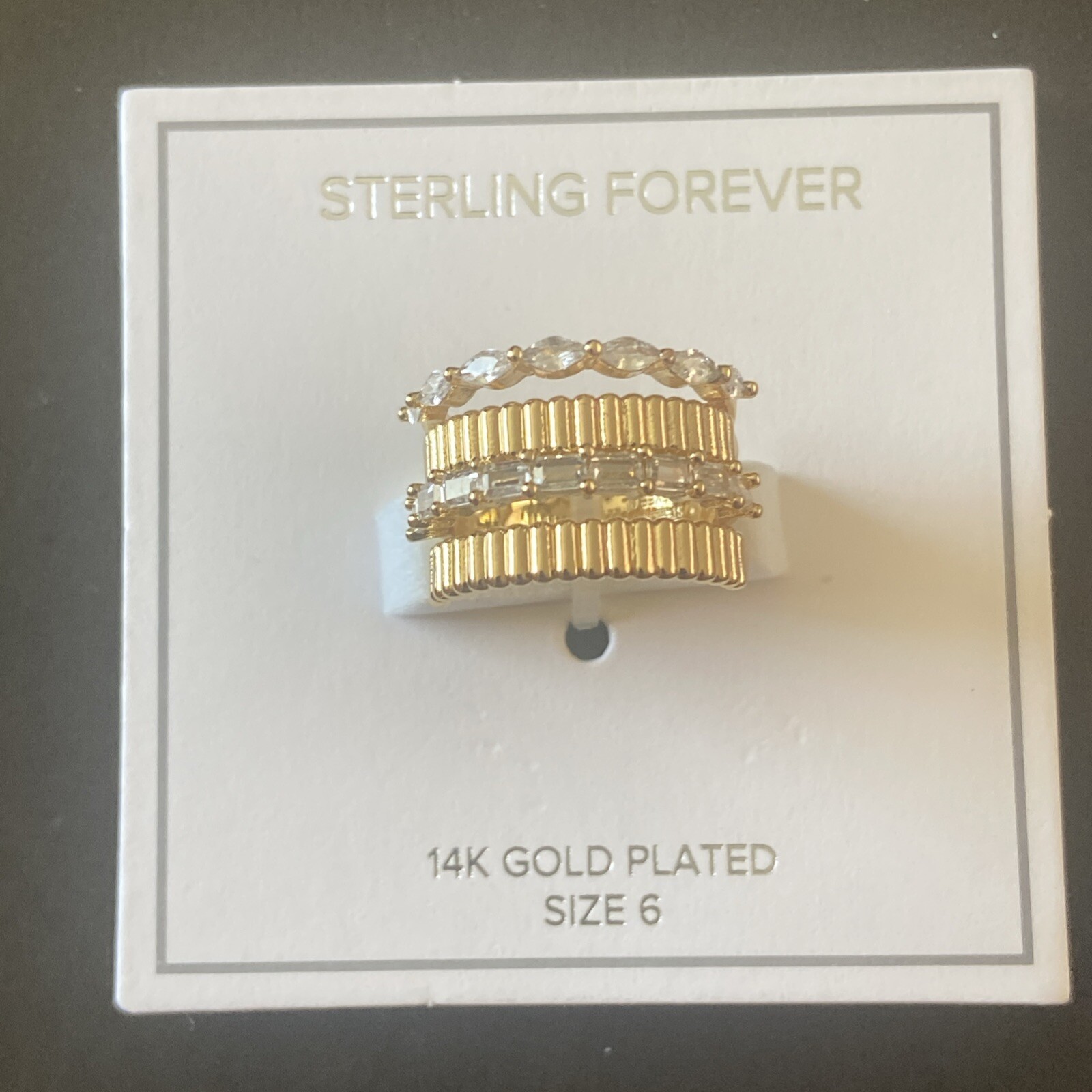 Sterling Forever Odette CZ Stacked Ring Size 6