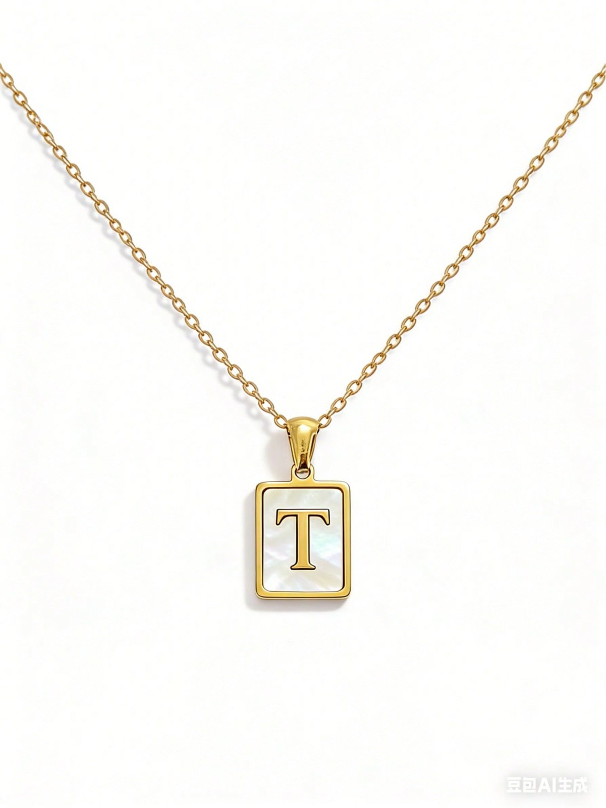 Personalized Initial Necklace A-Z For Women, Gold Square Letter Pendant