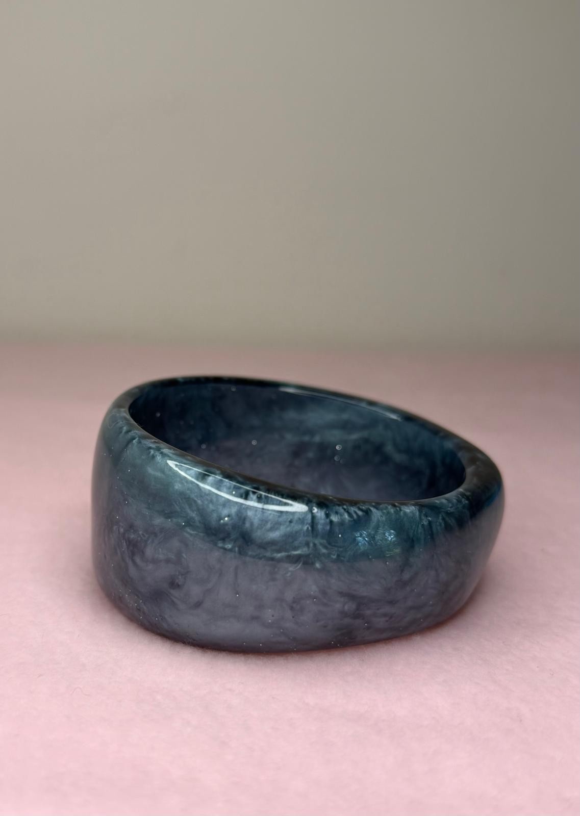 Blue Chunky Acrylic Resin Bangle Bracelet Set Statement Stackable Fashion