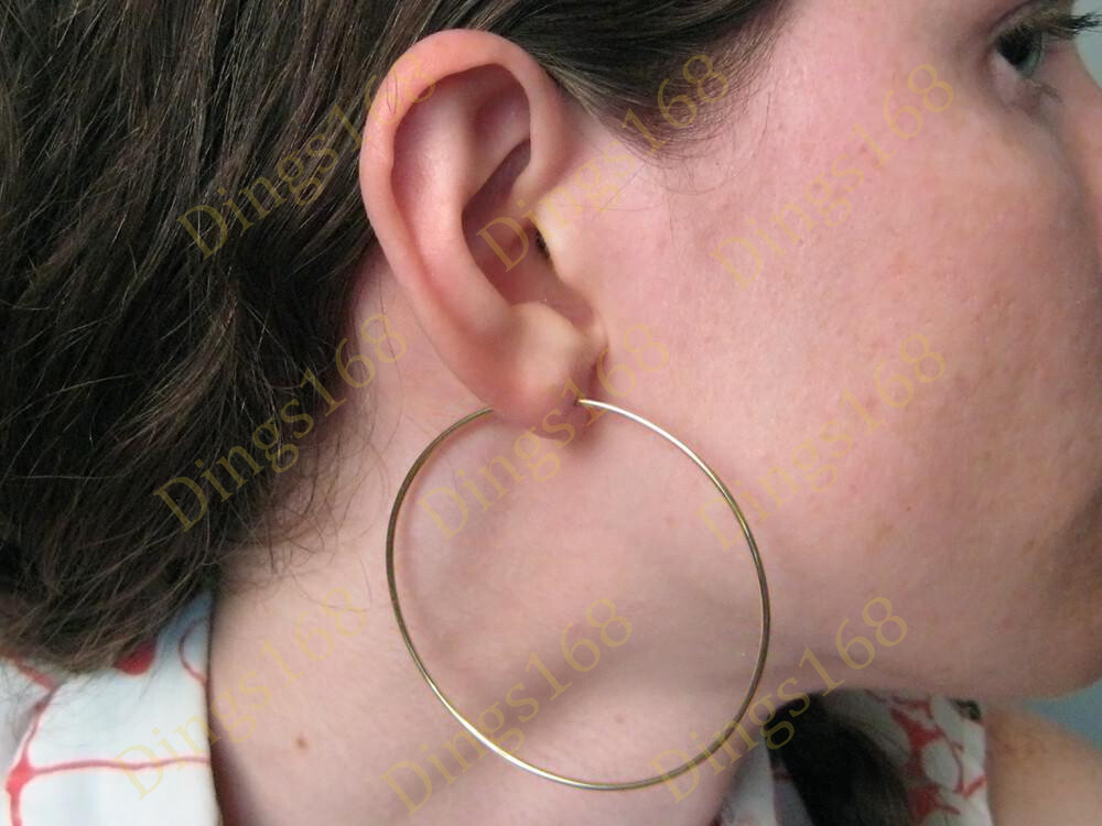 Classic Solid 18K Yellow Gold Filled 60mm/2.36″ Endless Thin Large Hoop Earrings