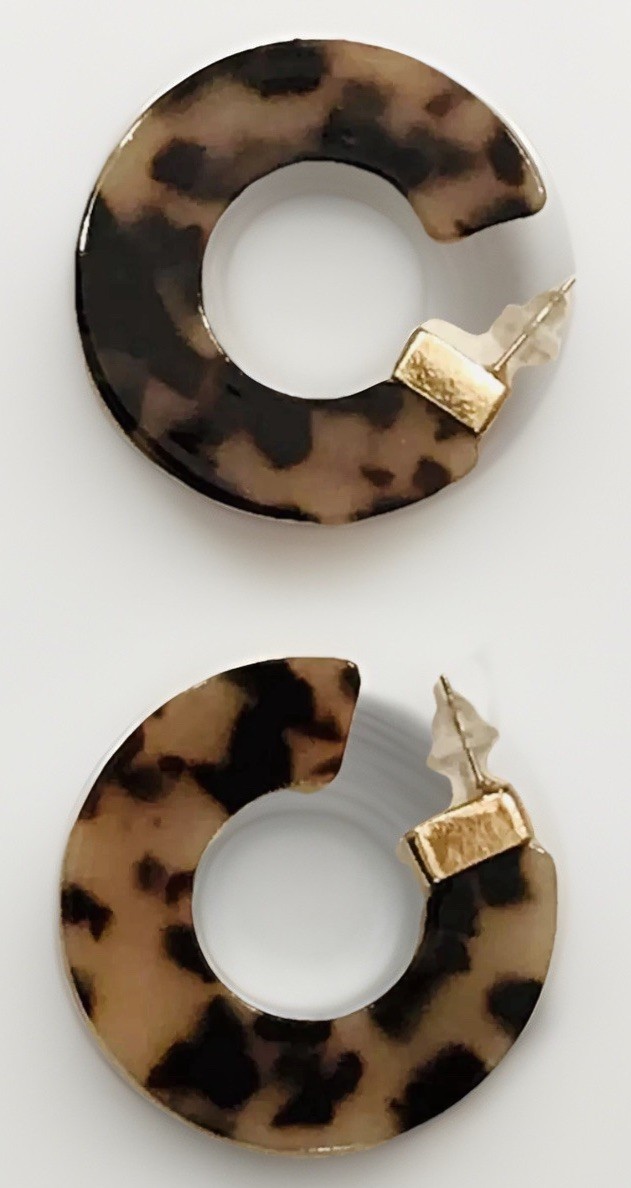 Dark Brown Tortoise Hoop Earrings NWOT