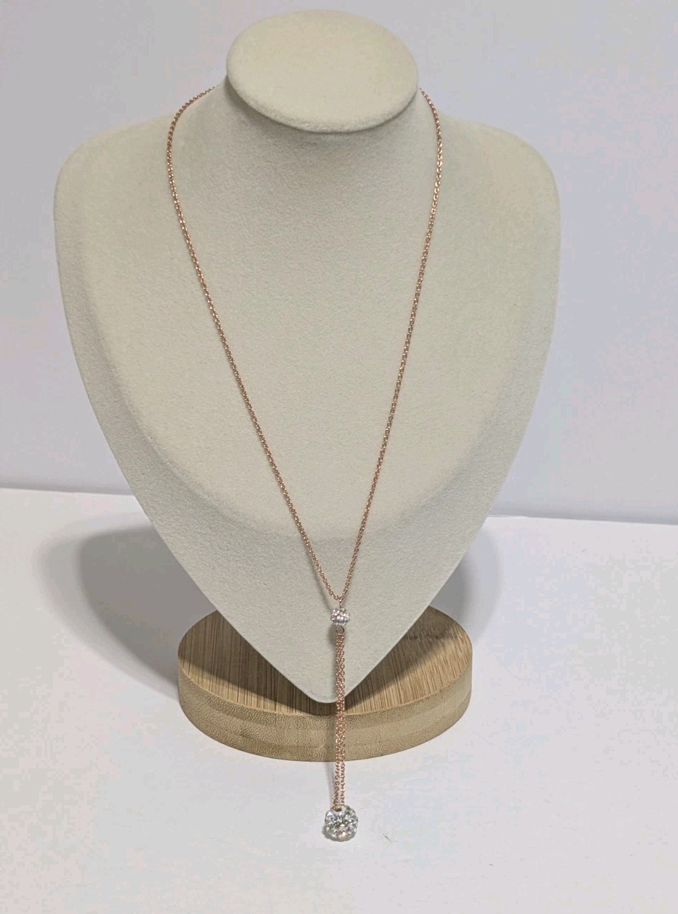 IBB CN Rose Gold Tone Y Drop Necklace With Crystal Ball Pendant. 17″ To The Drop