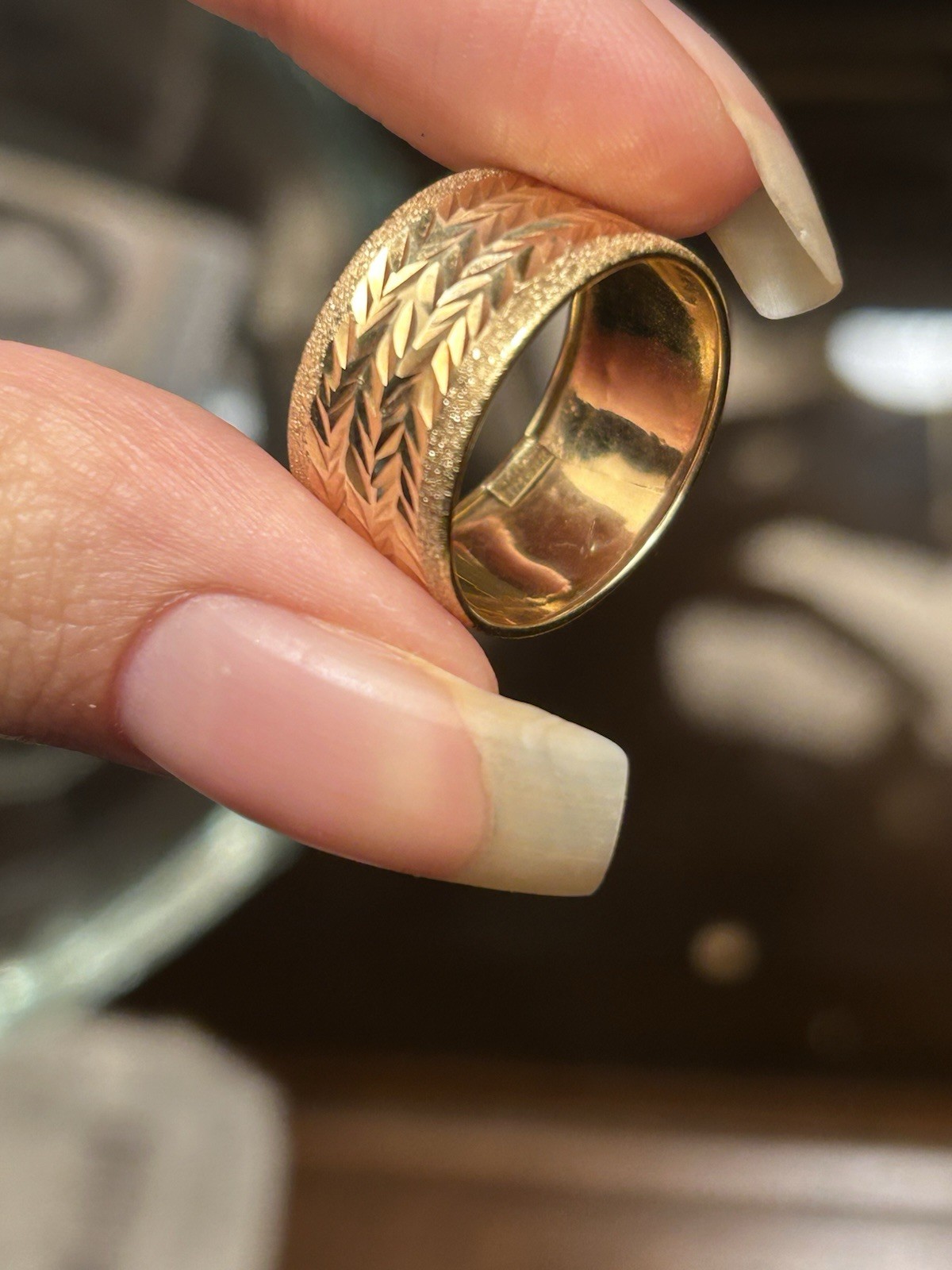 textured solid 10k gold ring