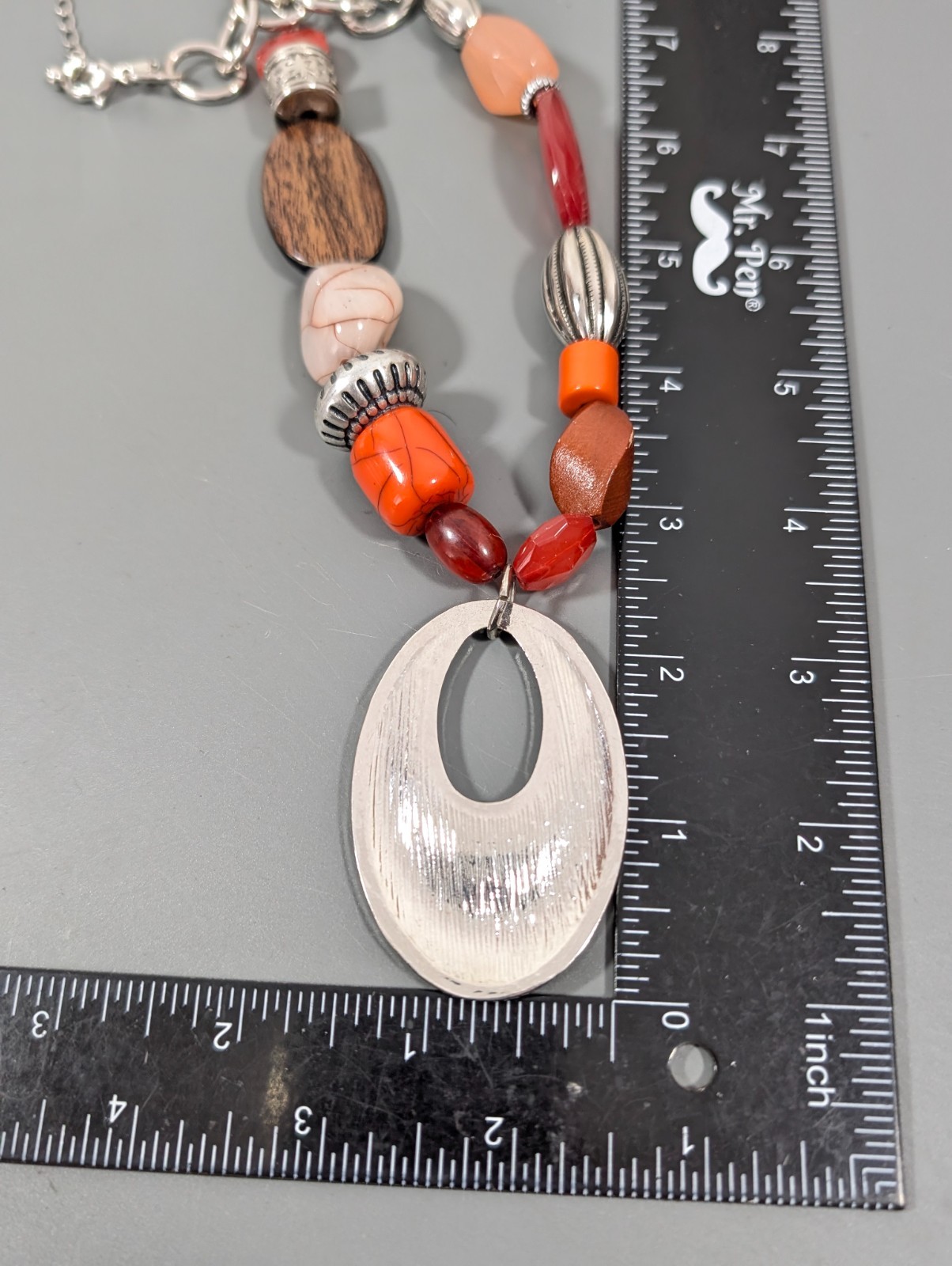 Lane Bryant Statement Pendant Necklace Silver Tone 21 in