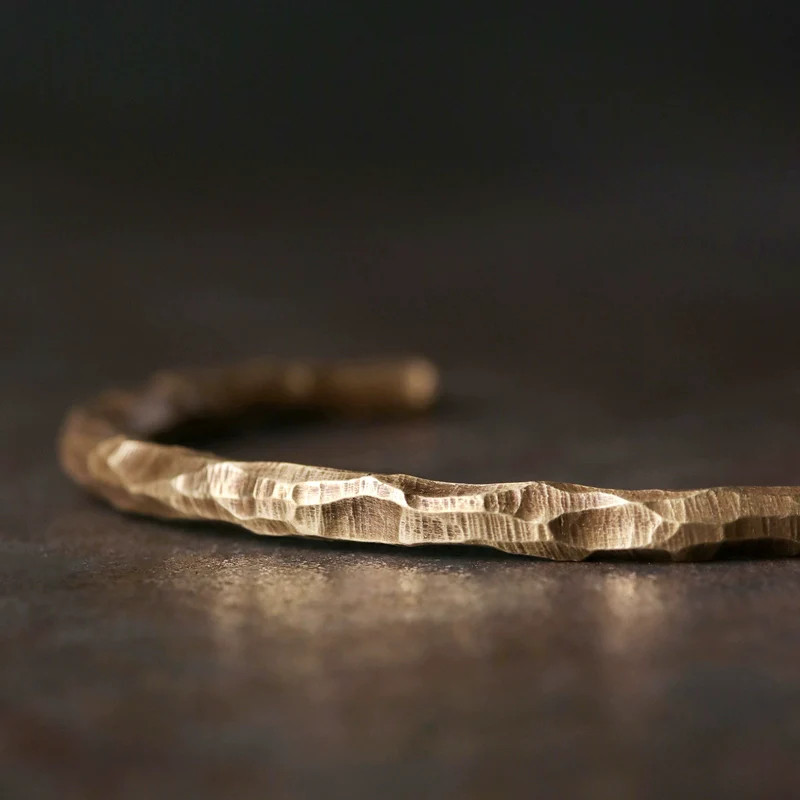 Handmade Hammered Pure Copper Cuff Bracelet Minimalist Jewelry Gift For Men Wome