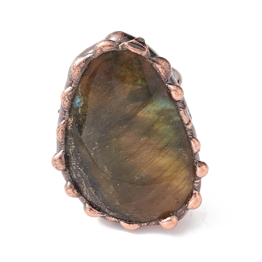 Open Cuff Ring Adjustable Oval Red Copper Women R194