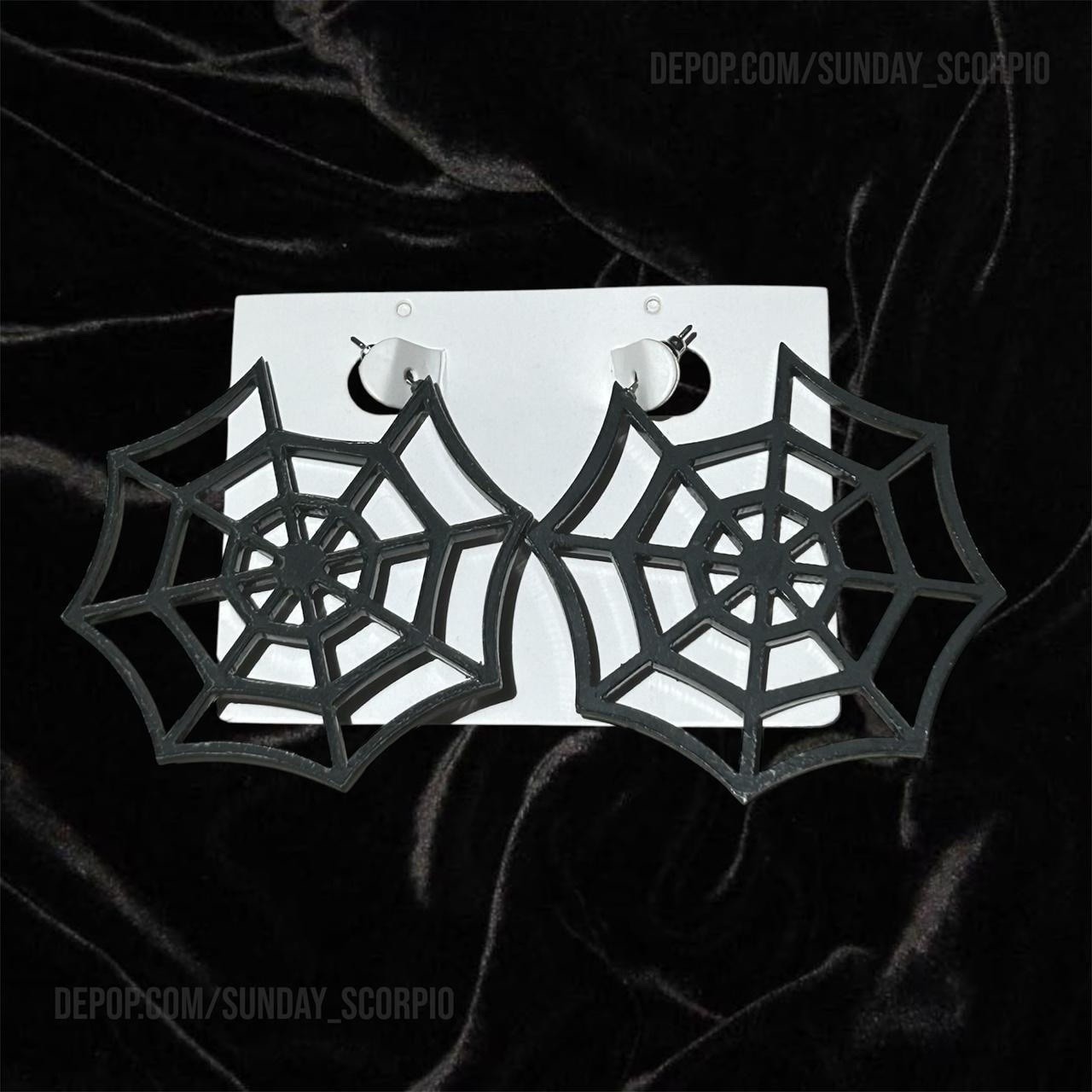 Black Spider Web Hoop Earrings