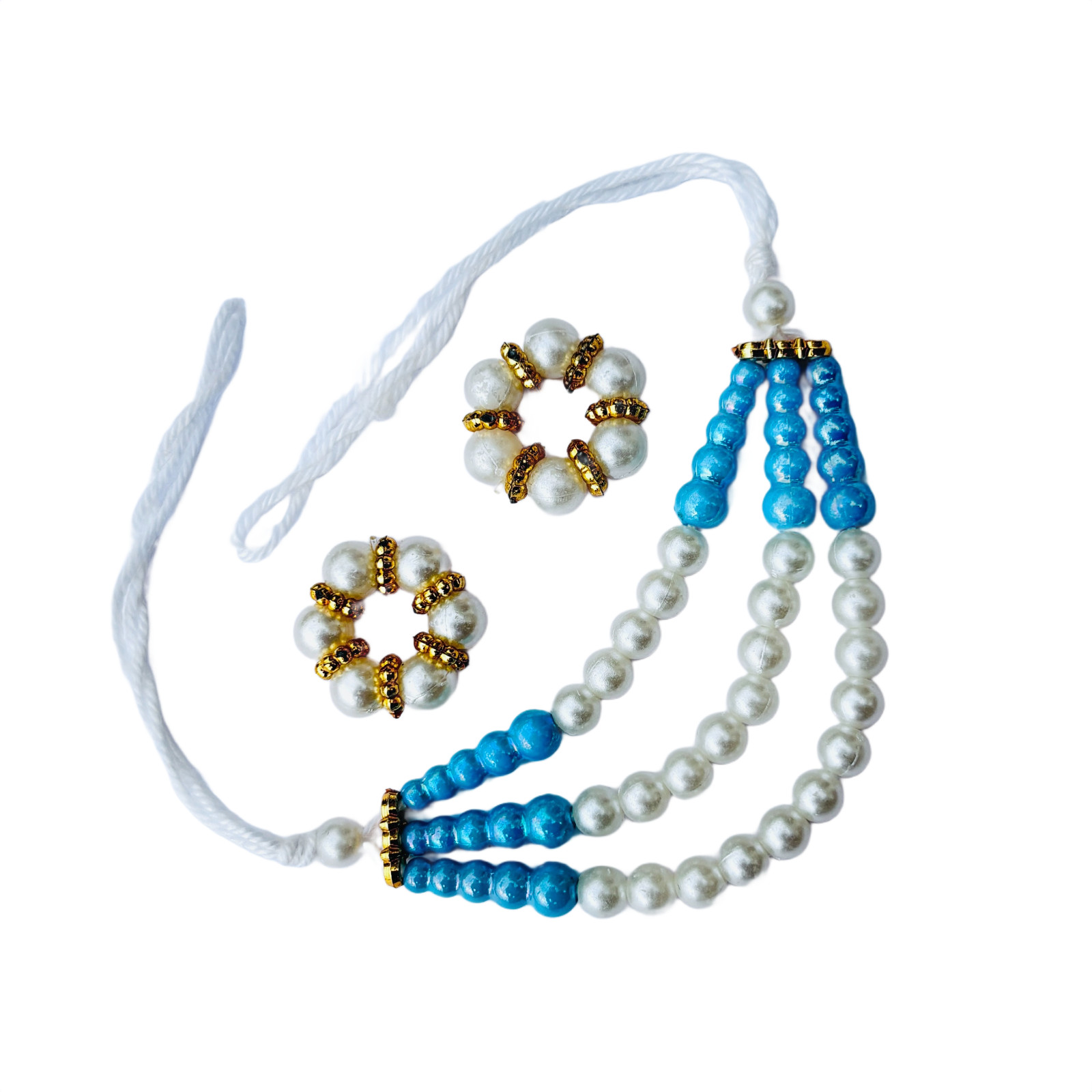 Krishna Idol Necklace and Hand Bangle Set Gold Plated Hindu Temple Jewelry