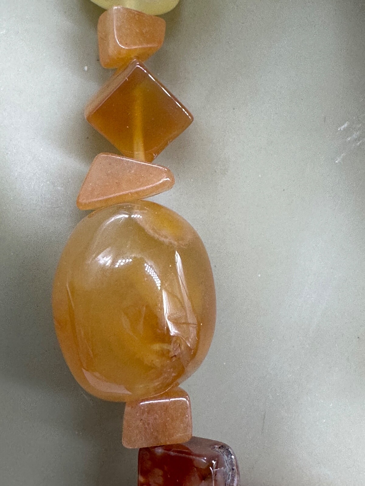 ESTATE POLISHED CARNELIAN STONE BEAD NUGGET STRAND STRING NECKLACE 16″