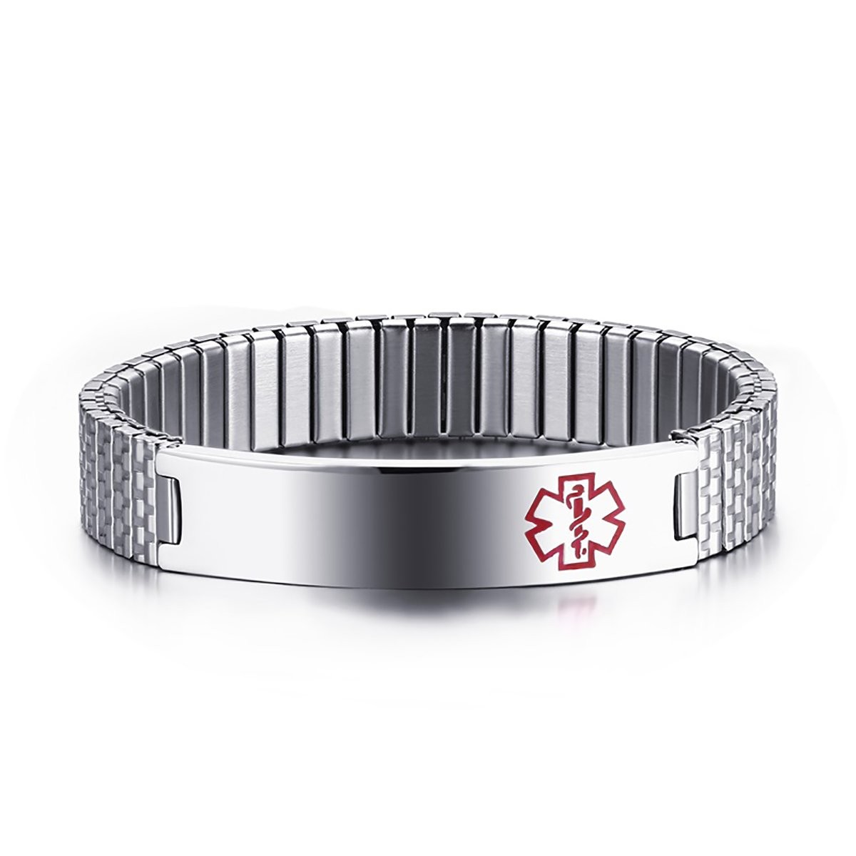Medical Alert ID Bracelet Emergency Elastic Stretch Wristband Free Engraving