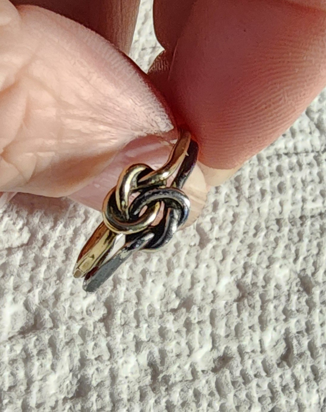 Handmade Brass & Titanium Interlocking Love Knot Band Ring Size 7.25
