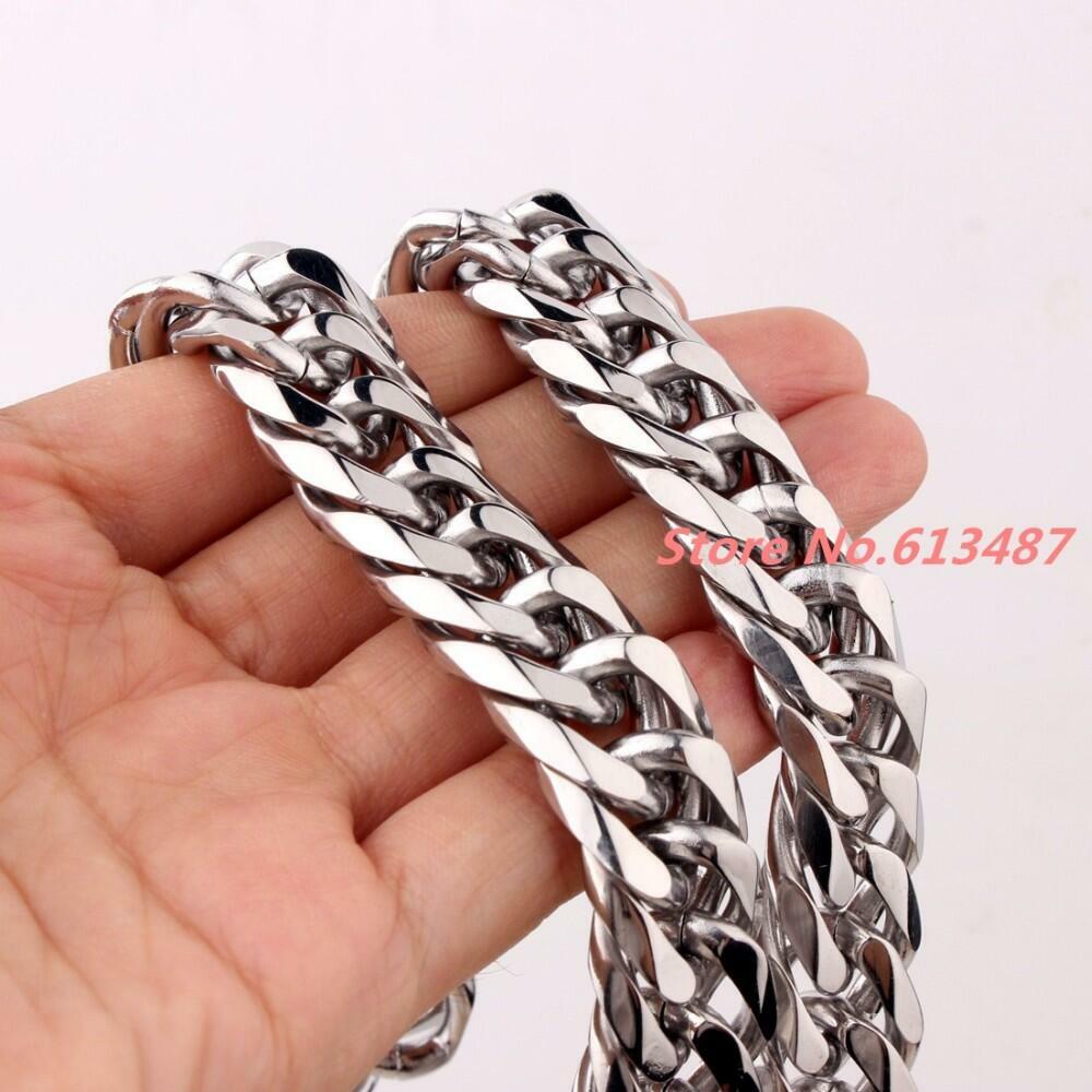 Hip Hop Men‘s Silver/Gold/Rose Gold Cuban Link Chain Necklace 16mm Width