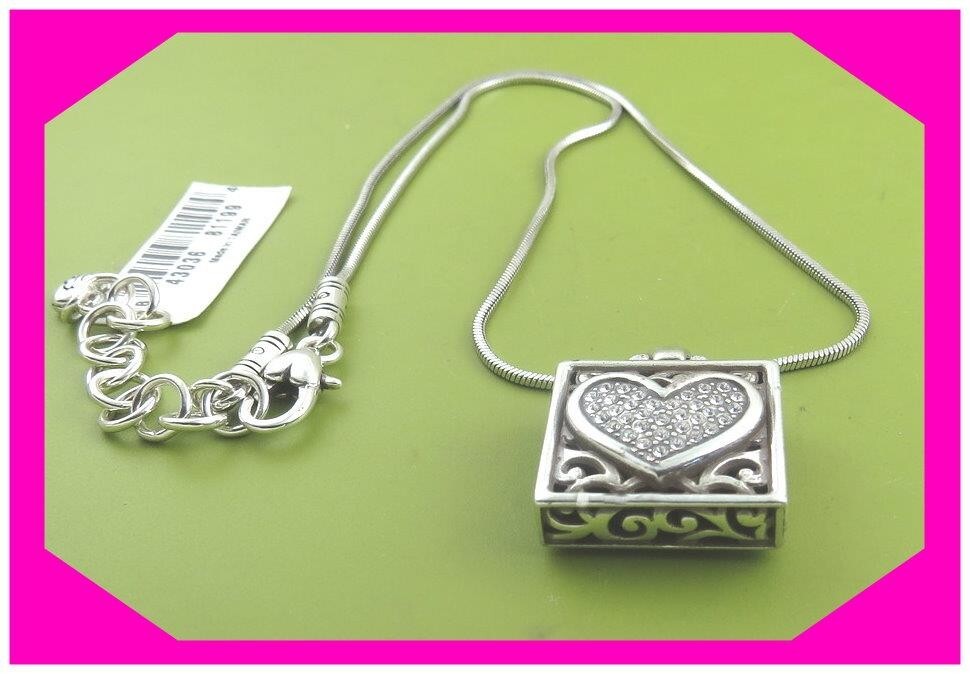 BRIGHTON BOX OF LOVE Heart Reversible SILVER & GOLD Necklace NWtag $54 55%