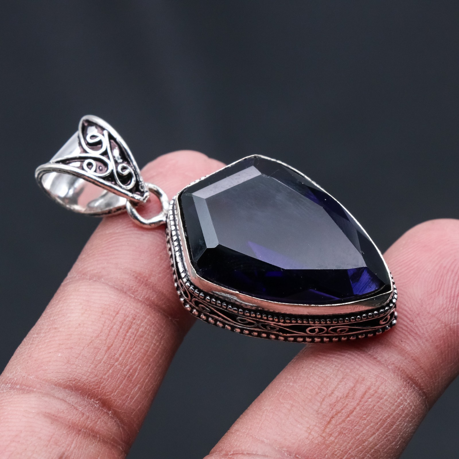 African Amethyst Gemstone 925 Sterling Silver Handmade Jewelry Pendant 2.0″
