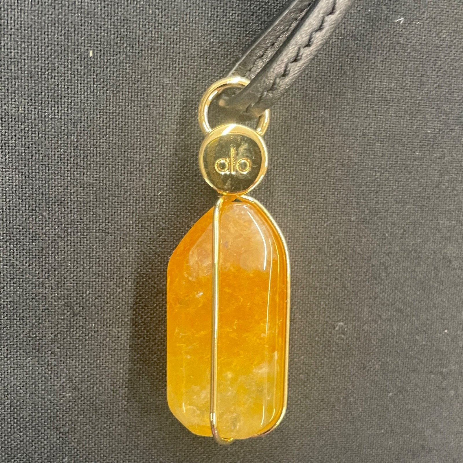 Alo Yoga Intention Crystal Pendant Necklace Citrine Gold Plated Boho. Bag charm