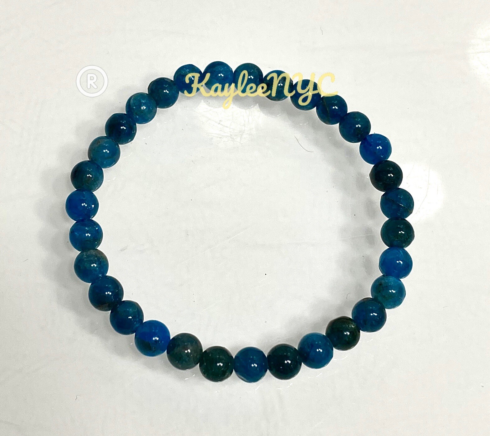 Wholesale Lot 6 Pcs Natural Apatite 6mm 7.5” Crystal Healing Stretch Bracelet