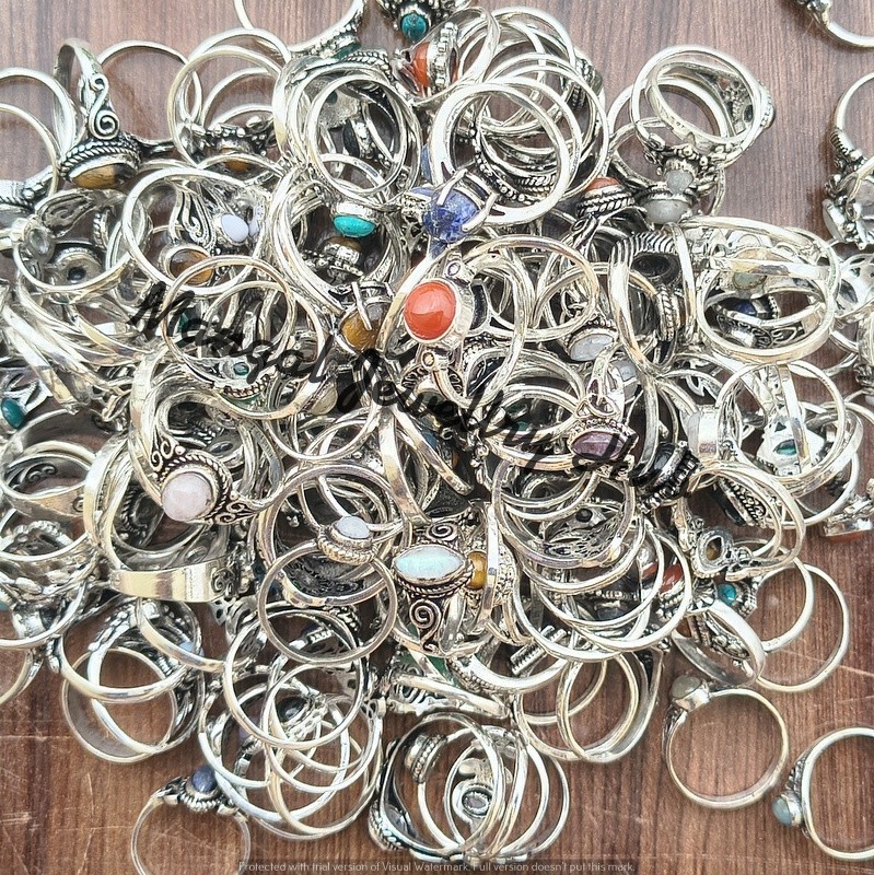 New Arrive Coral & Mix Gemstone Rings 925 Sterling Silver Plated Jewellery Lot