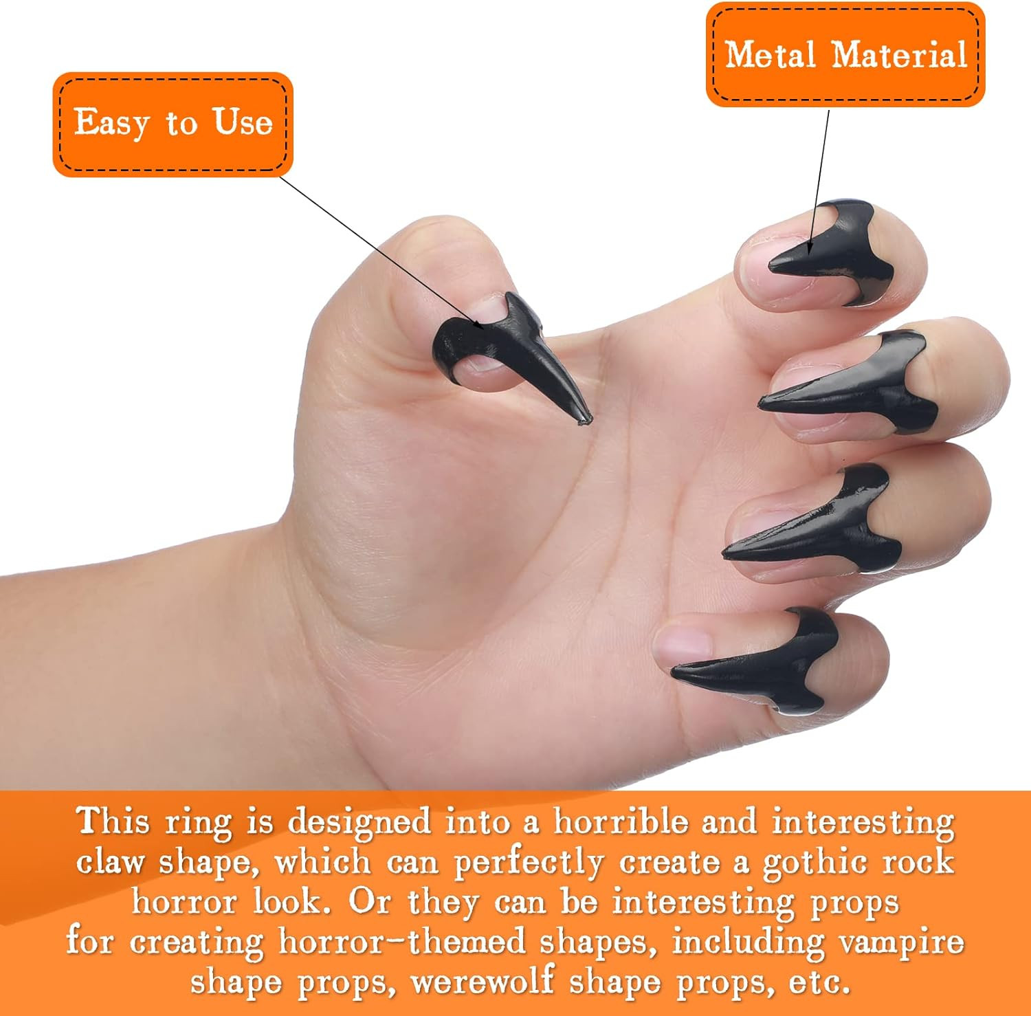 Finger Claws Rings Full Finger Set Retro Metal Nail Punk Rock Fingernail