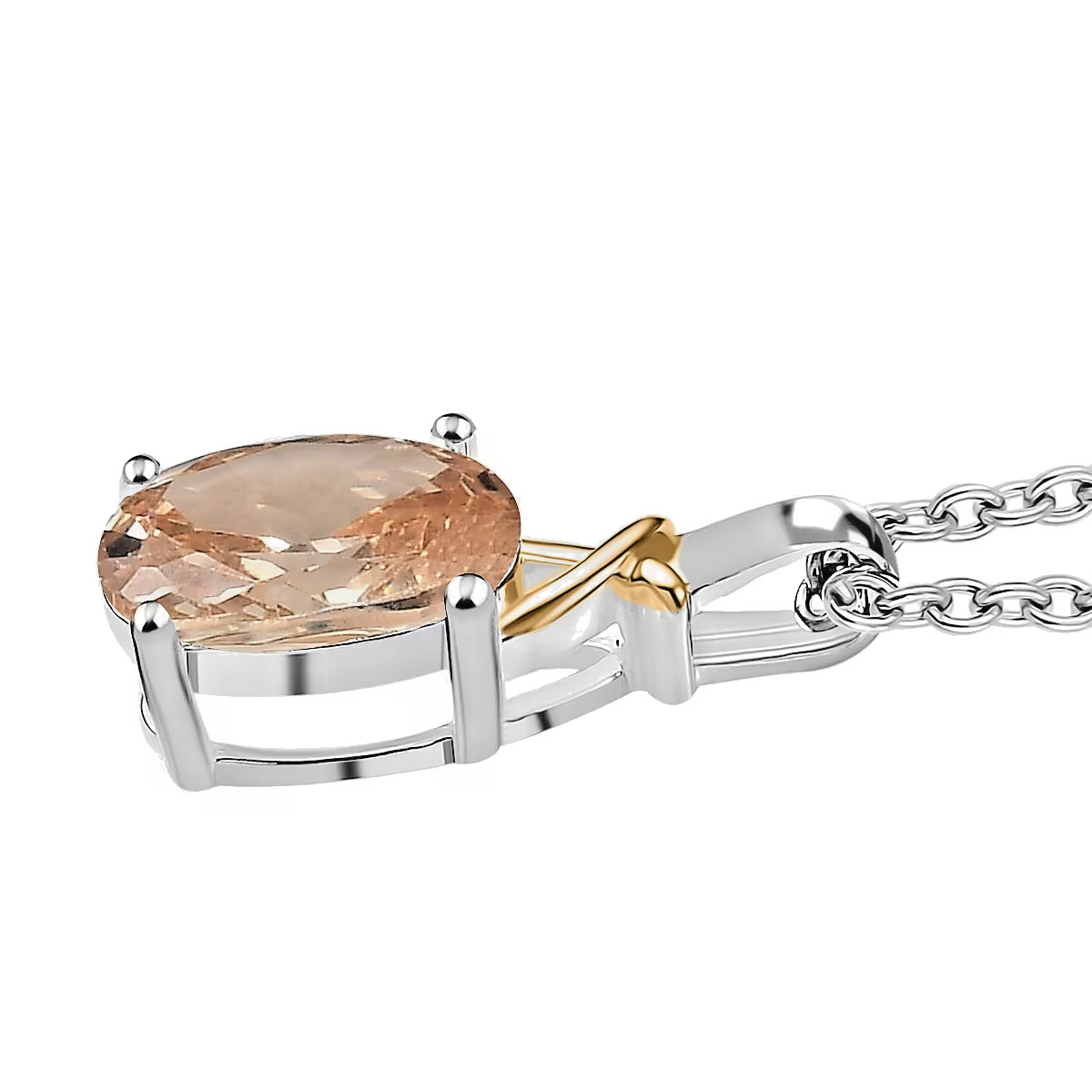 Oval Champagne CZ Pendant 14K YG over Sterling Silver 3.00ctw w/ 20″ Chain NEW