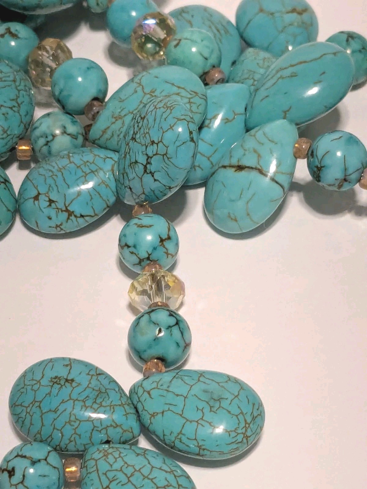Layered Cluster Howlite Necklace With Multicolor Glass & Acrylic Beads. BOHO