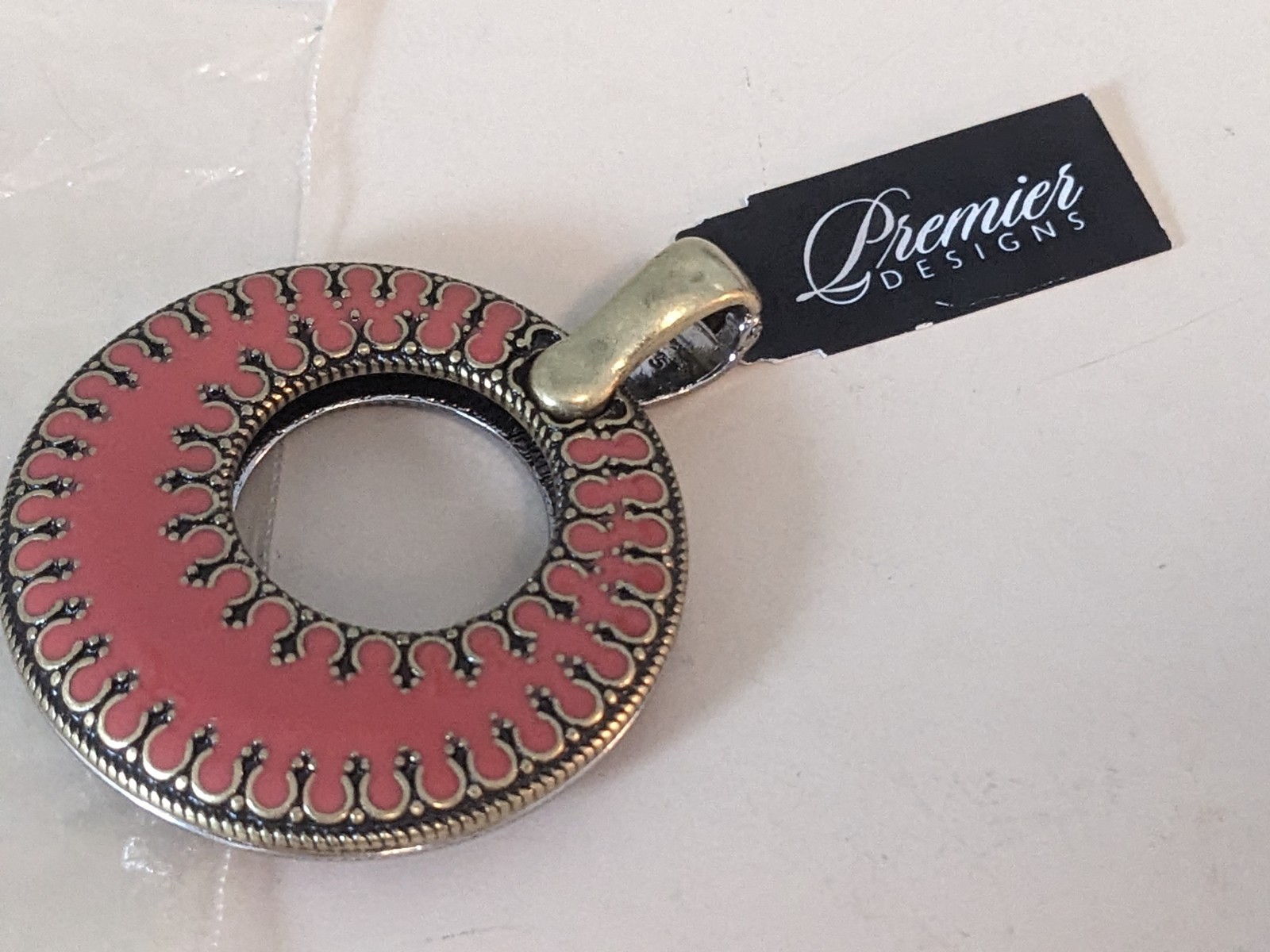 Premier Designs Pendant Blue or Orange Reversible DOUBLE TAKE Enamel