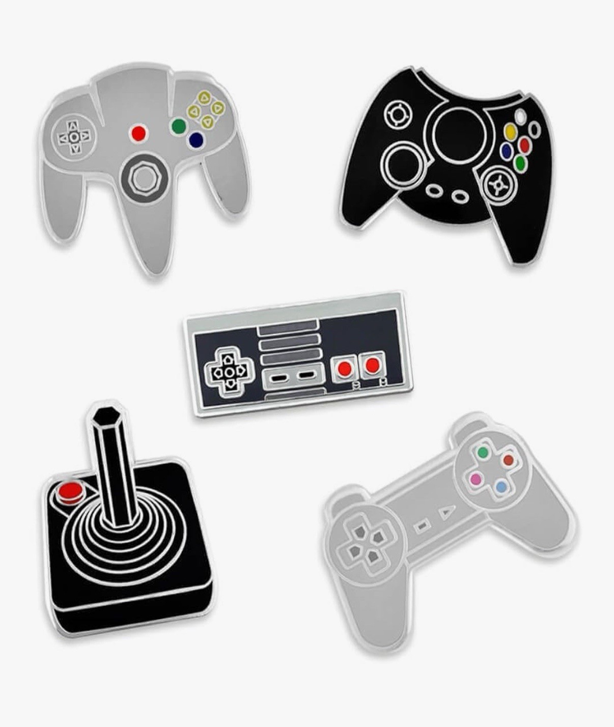 PinMart’s Retro Video Gaming Controller Enamel Lapel Pin Set