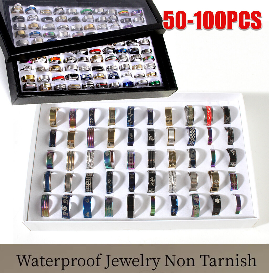 100X MIX LOT Stainless Steel rings Wholesale Men Women Gift Fashion Jewelry lot