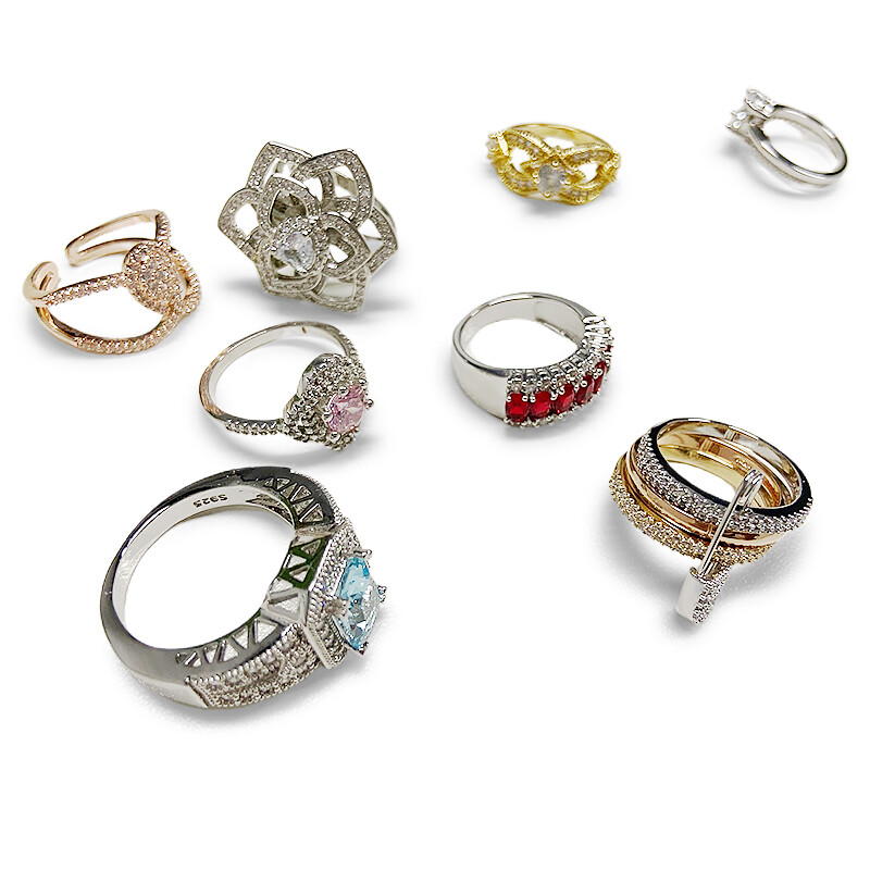20/100Pcs Wholesale Bulk Lot Women’s Vintage Crystal Metal Jewelry Mixed Rings