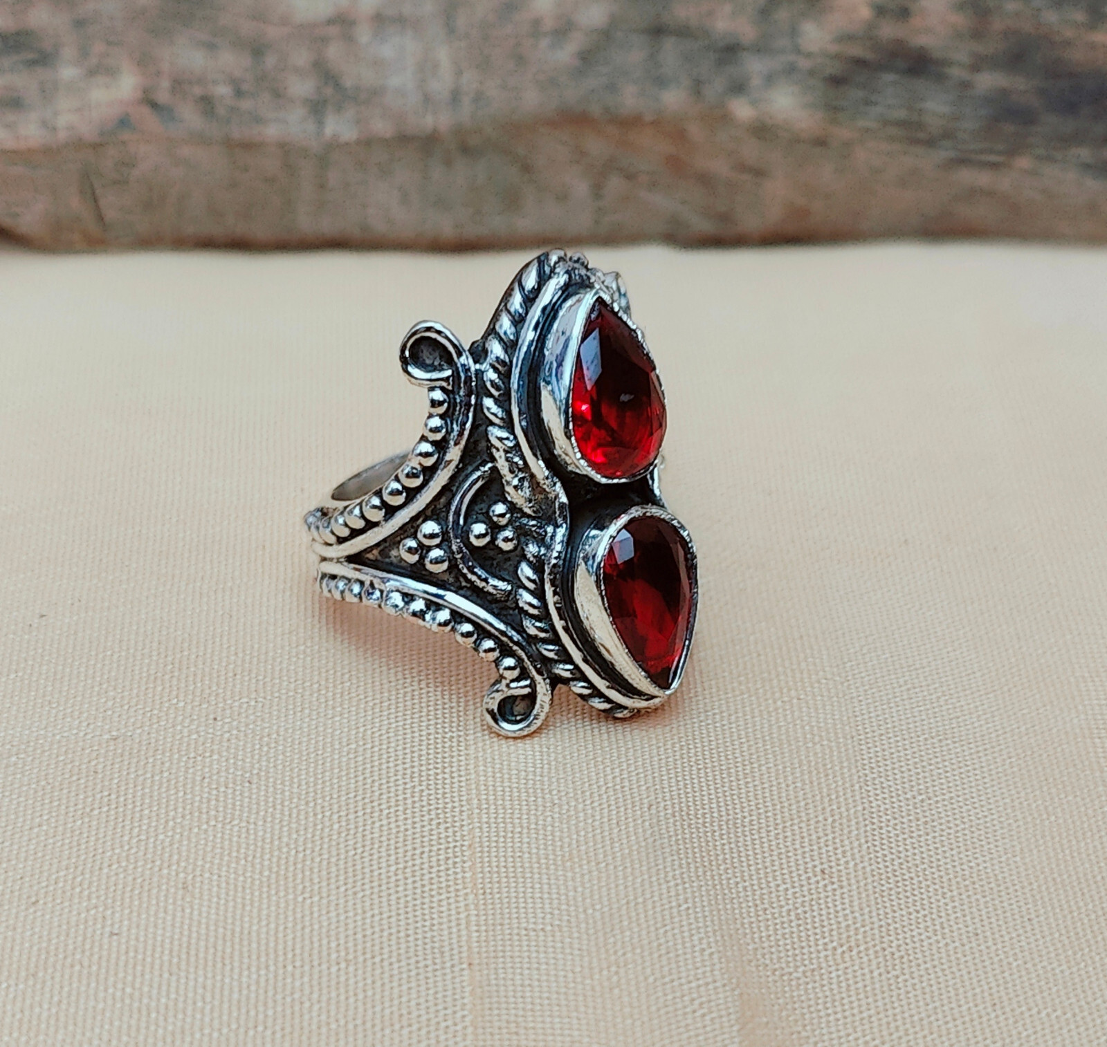 Garnet Designer handmade ring 925 Sterling Silver Jewelry All Size Available