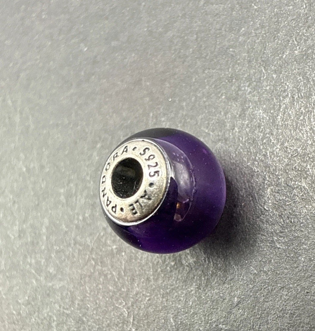 Pandora Signed Charm WITH WEAR SEE PICS Faith Essence Collection Purple 925 J3