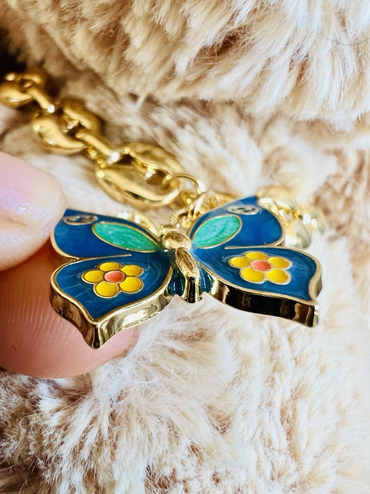 Upcycled Gucci Butterfly Zipper Pull On Unbranded Chain