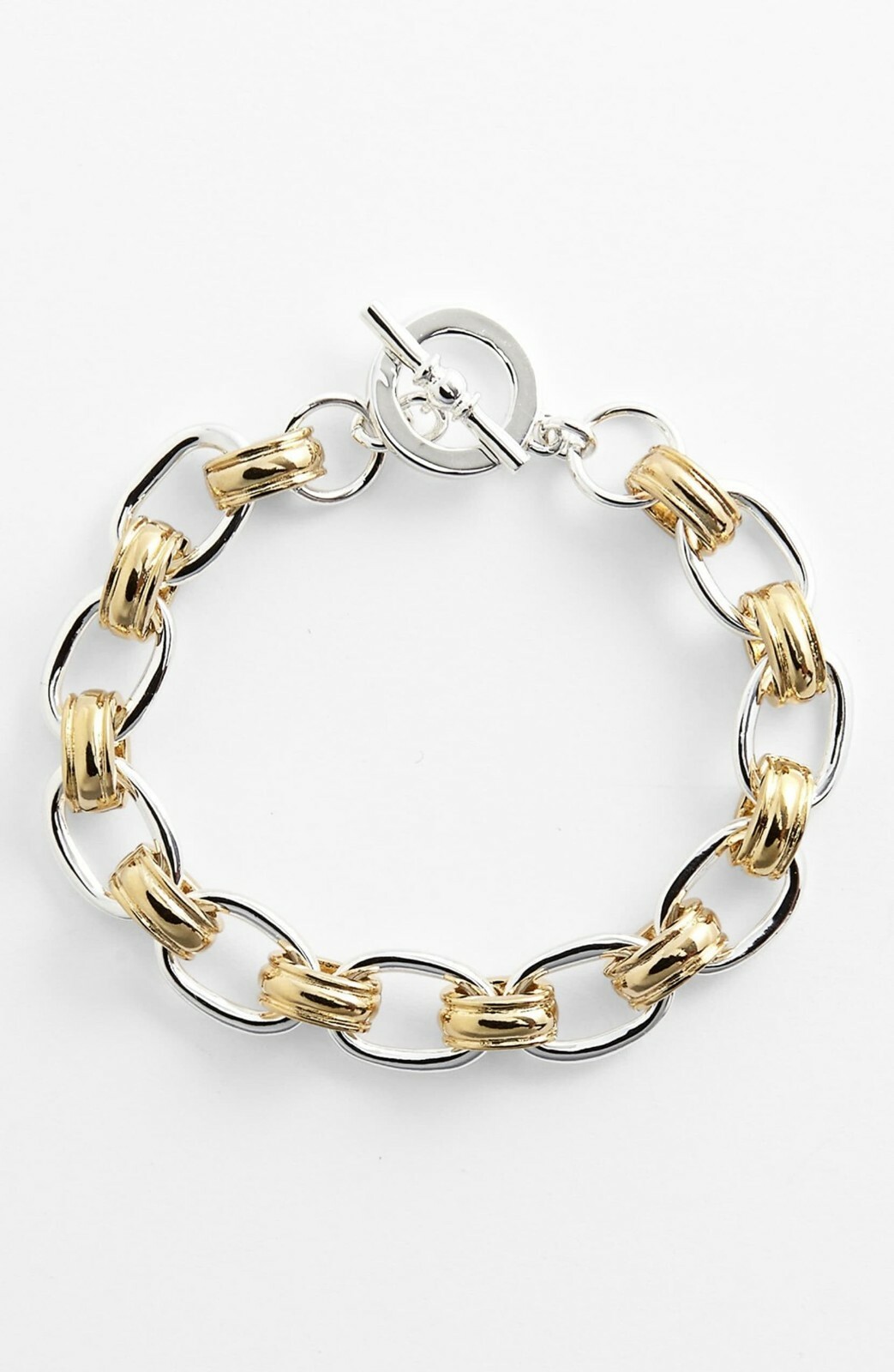 LAUREN RALPH LAUREN Cable Link Toggle Bracelet Silver & Gold LNB00148T980 NEW