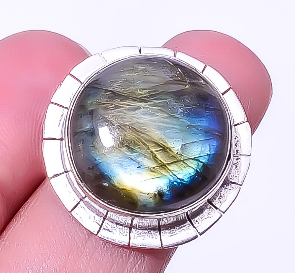 Labradorite – Canada Gemstone Handmade Silver Plated Jewelry Ring s.6 A361