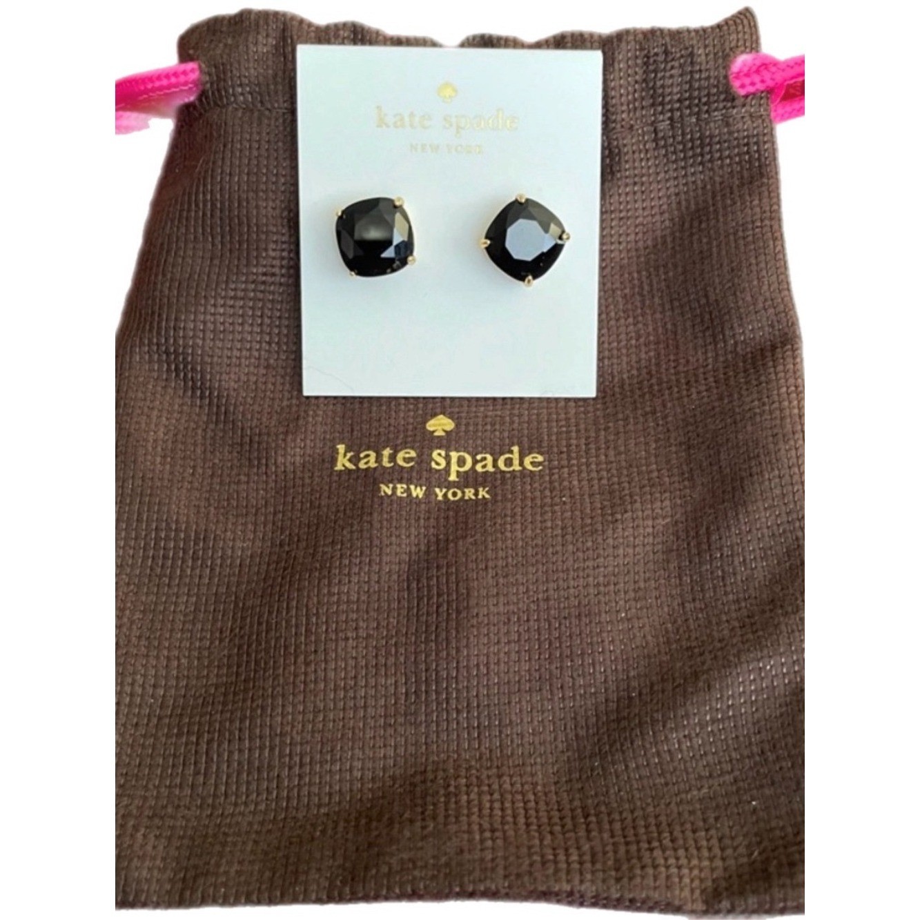 Kate Spade Black Faceted Stud Earrings NWT w/ Dust Bag