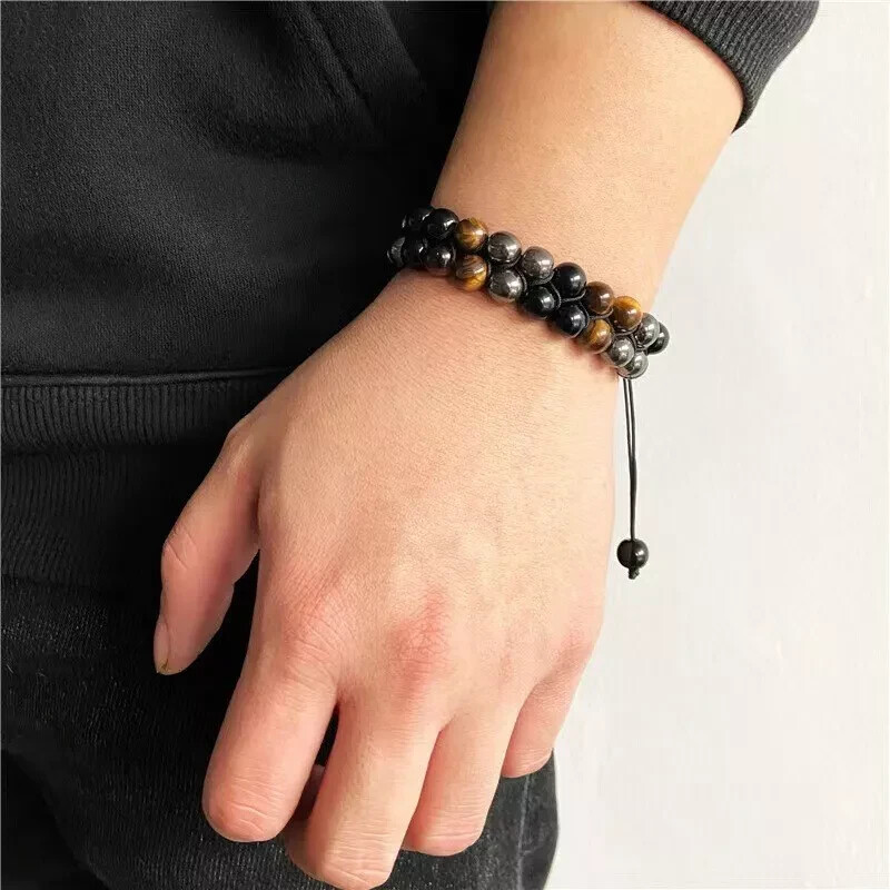 2025HOT Handmade Obsidian Tiger’s Eye Hematite Reiki Bracelet Triple Protection