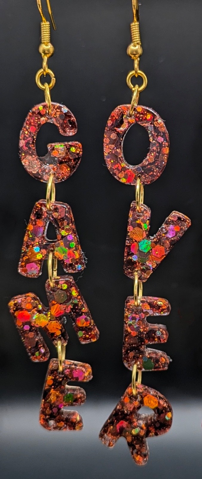 Glitter GAME OVER Earrings – Novelty X Box PlayStation Fun Gift For Gamers