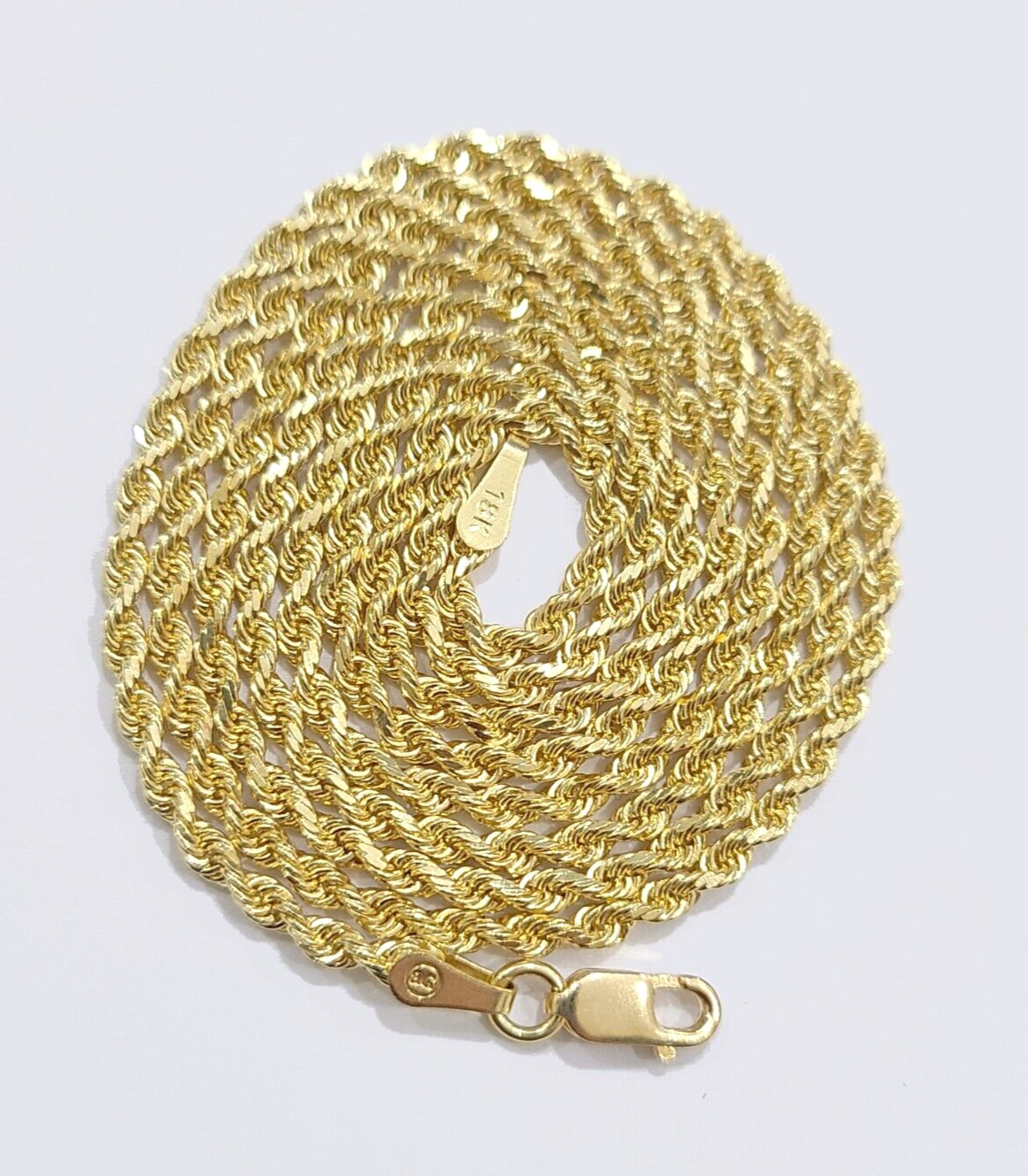 Solid 18k Yellow Gold Necklace Rope Chain 2mm 22” Inch Real 18kt Men Women SALE