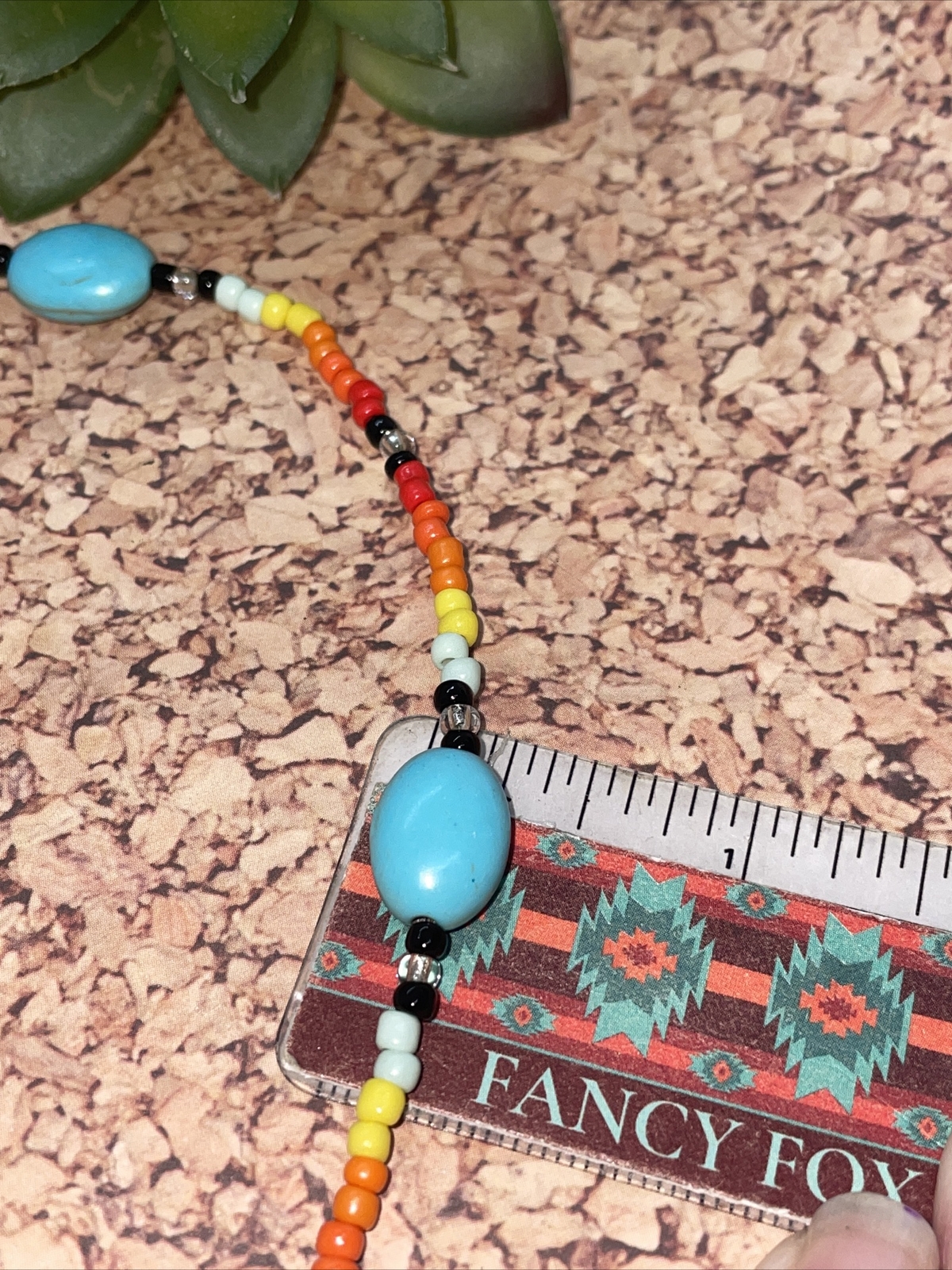 Handmade Beaded Turquoise Black Orange Yellow Choker Necklace BRIGHT Stocking St
