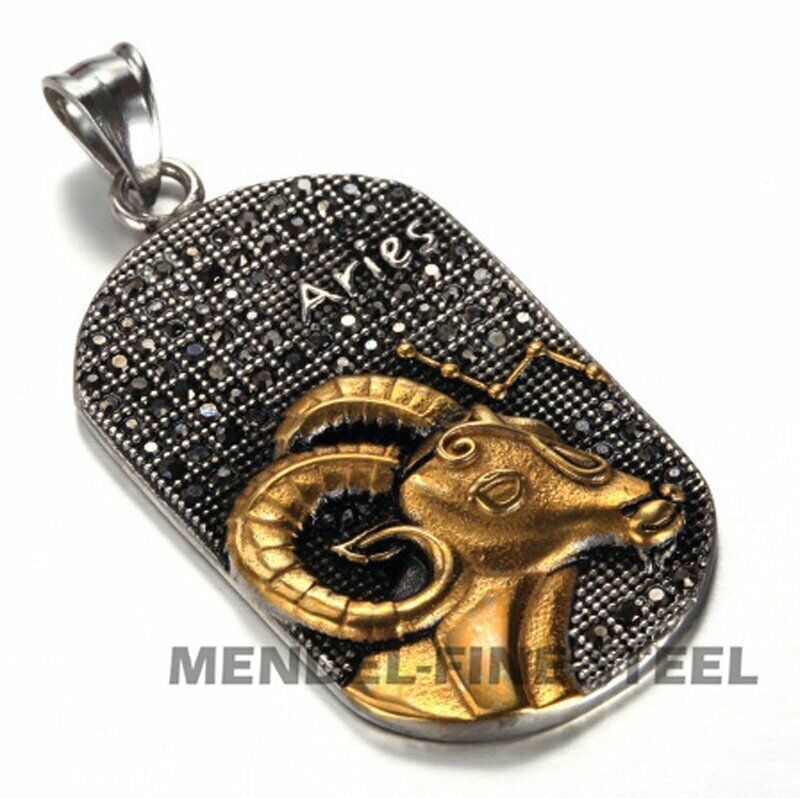 MENDEL Mens Gold Plated Leo Zodiac Sign Constellation Horoscope Pendant Necklace